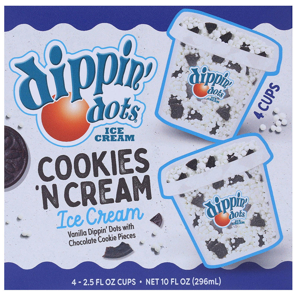 Dippin' Dots Cookies 'N Cream Ice Cream Cups, 4 ct