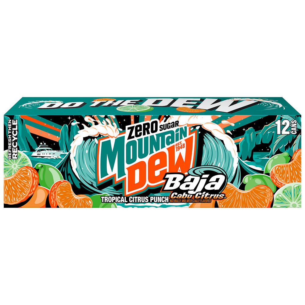 Mountain Dew Baja Cabo Citrus Zero Sugar 12 pk Cans, 12 oz