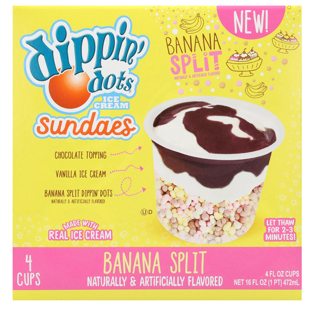 Dippin' Dots Banana Split Ice Cream Sundaes, 4 ct