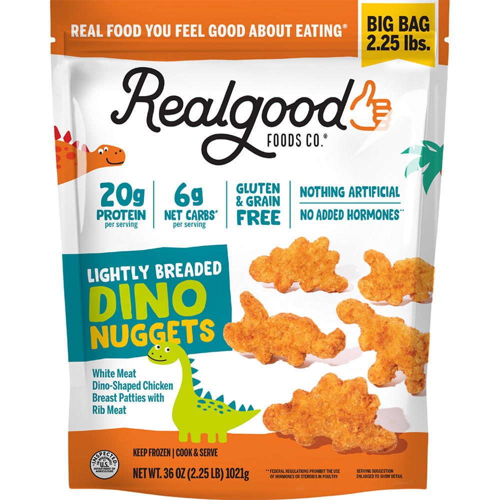 Real Good Foods Co. Frozen Lightly Breaded Dino Nuggets - Big Bag, 36 oz