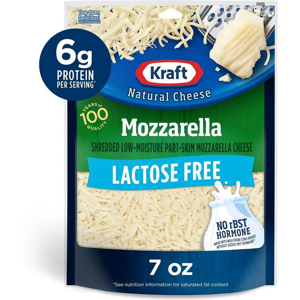 Kraft Lactose Free Mozzarella Shredded Cheese, 7 oz