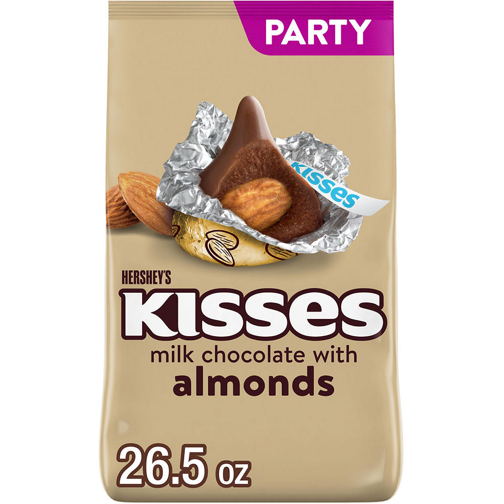 Hershey's Kisses Milk Chocolate with Almonds Candy - Party Pack, 26.5 oz