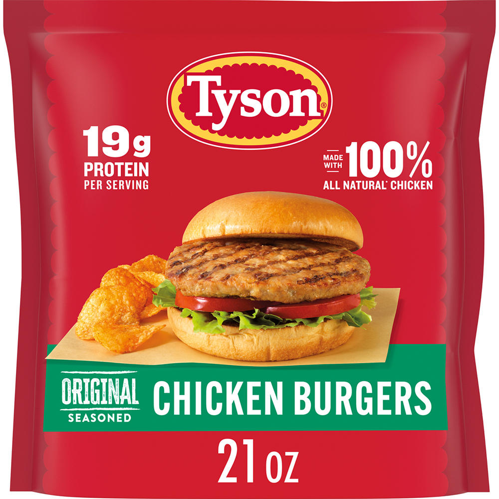 Tyson Frozen Original Seasoned Chicken Burgers, 21 oz