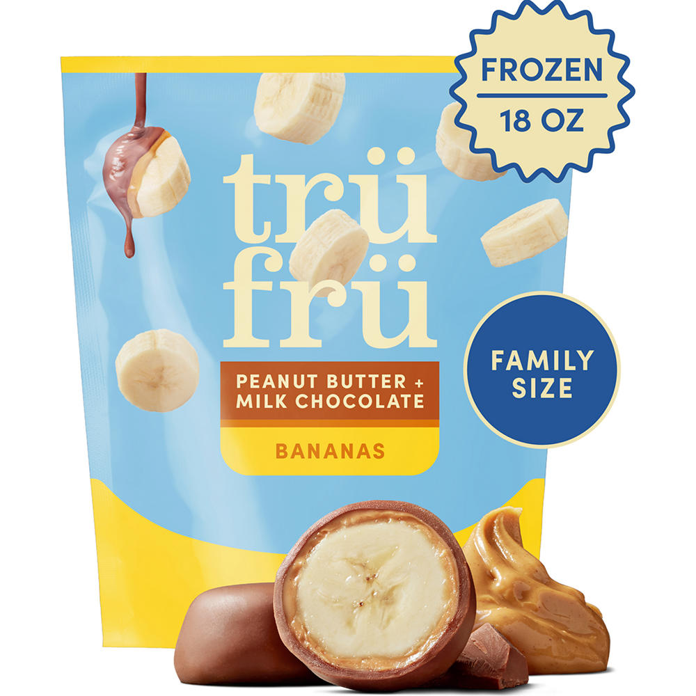 Tru Fru Frozen Bananas - Peanut Butter + Milk Chocolate, Family Size, 18 oz