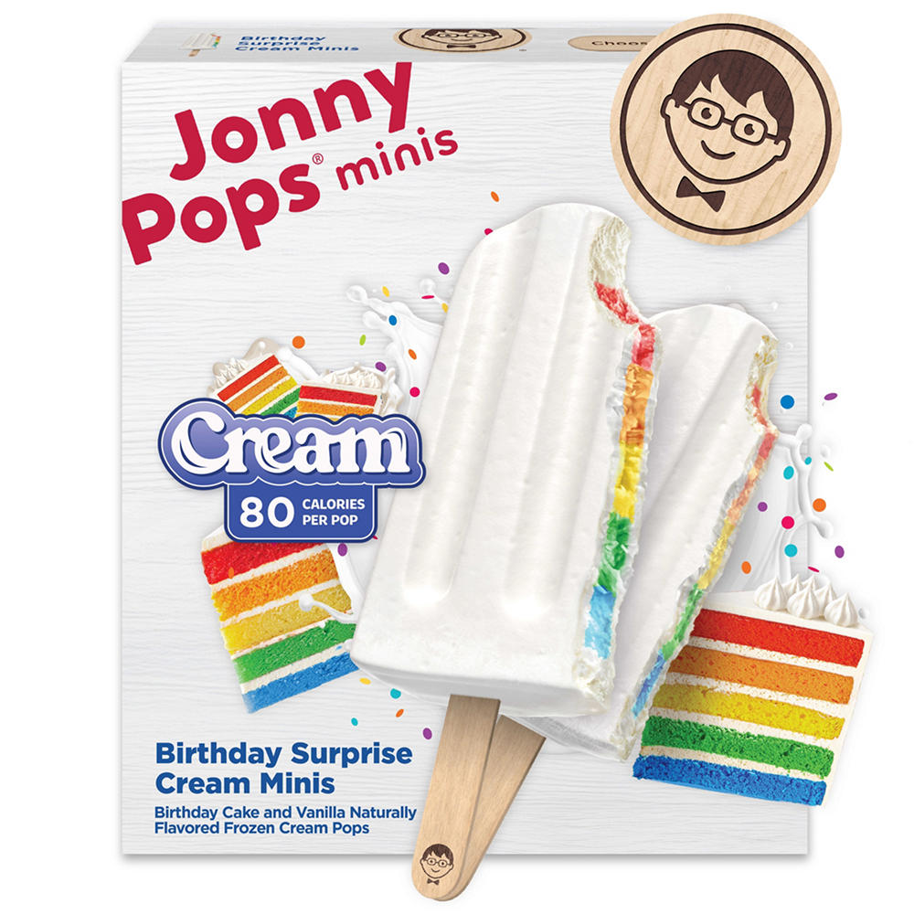 JonnyPops Birthday Surprise Cream Minis Frozen Pops, 6 ct
