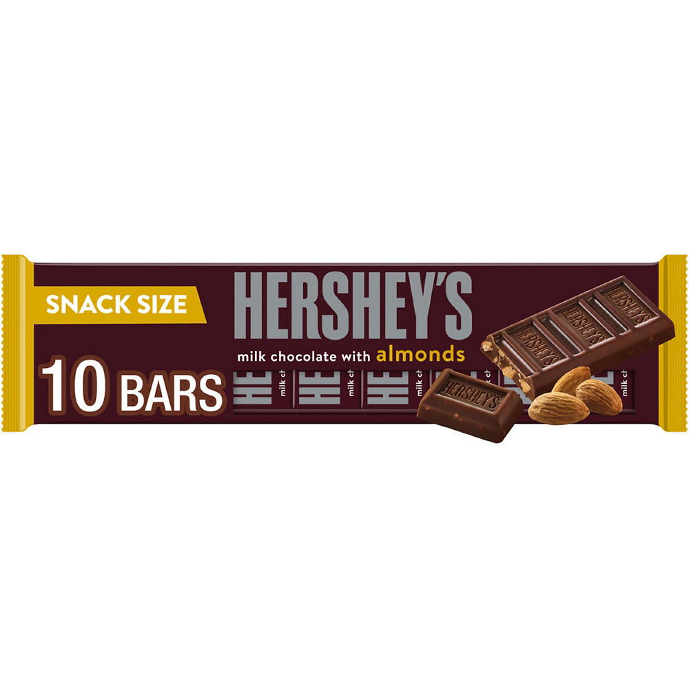 Hershey's Milk Chocolate with Almonds Snack Size Candy Bars, 10 pk, .45 oz