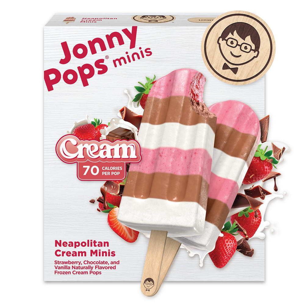 JonnyPops Neapolitan Cream Minis Frozen Pops, 6 ct