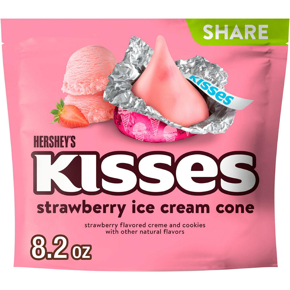 Hershey's Kisses Strawberry Ice Cream Cone Flavored Candy - Share Pack, 8.2 oz