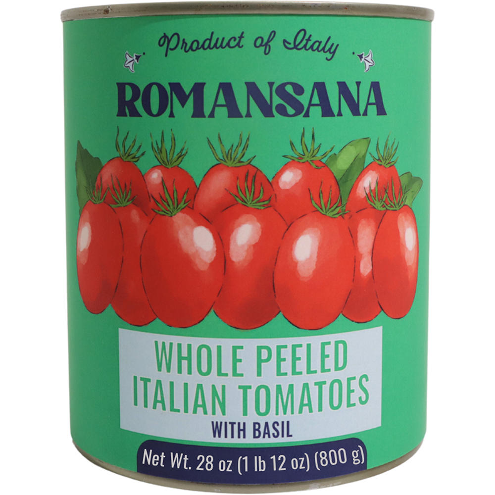 Romansana Whole Peeled Italian Tomatoes with Basil, 28 oz