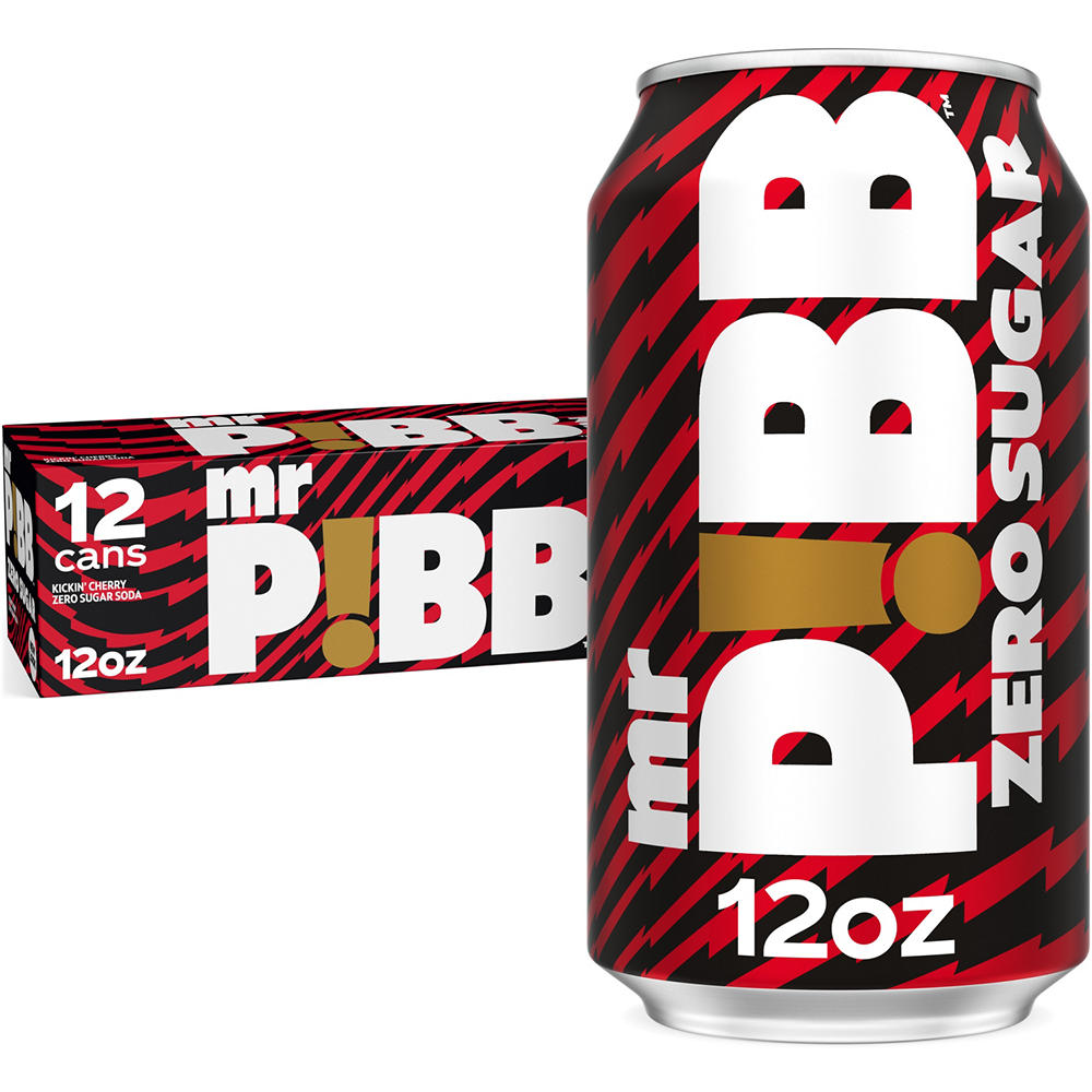 Mr Pibb Zero Sugar Cherry Soda Soft Drink Fridge Pack 12 pk Cans, 12 oz
