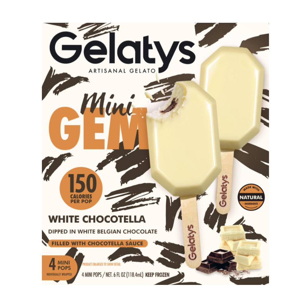 Gelatys Mini Gem White Chocotella Pops, 4 ct