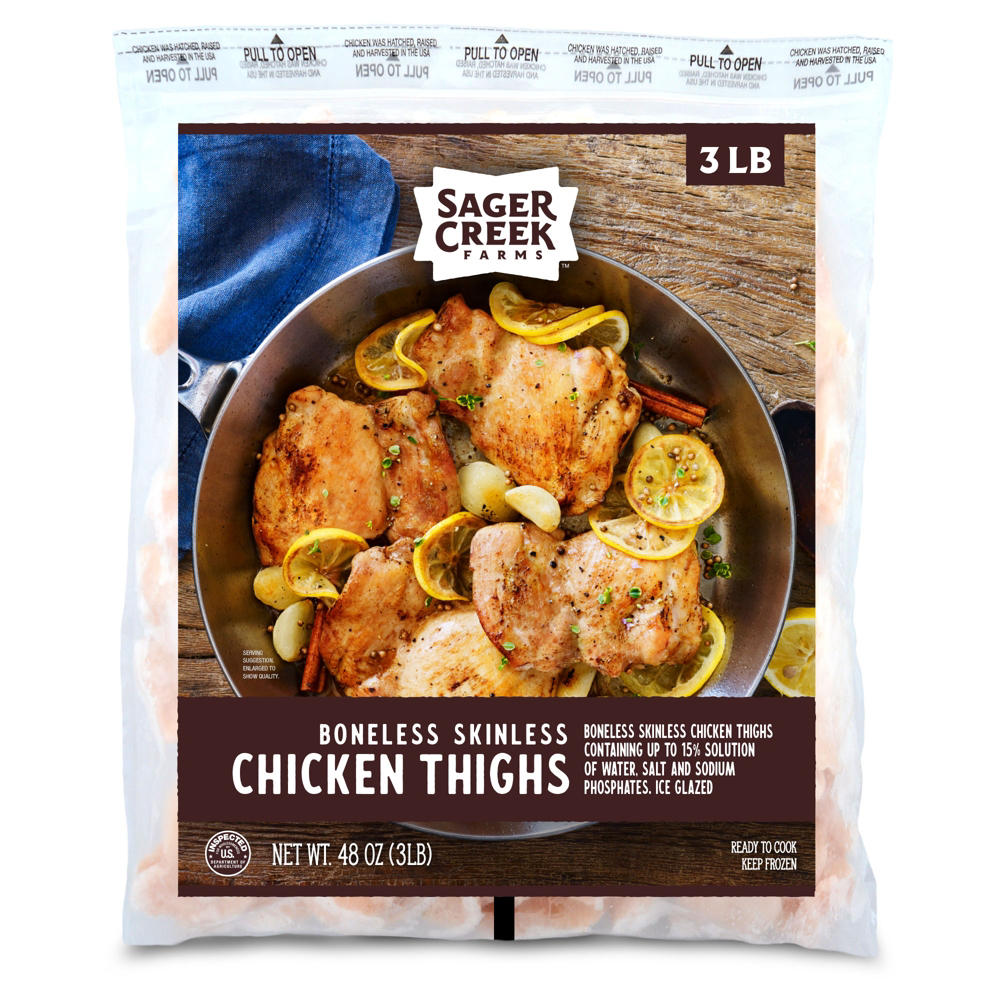 Sager Creek Farms Boneless Skinless Chicken Thighs, 48 oz