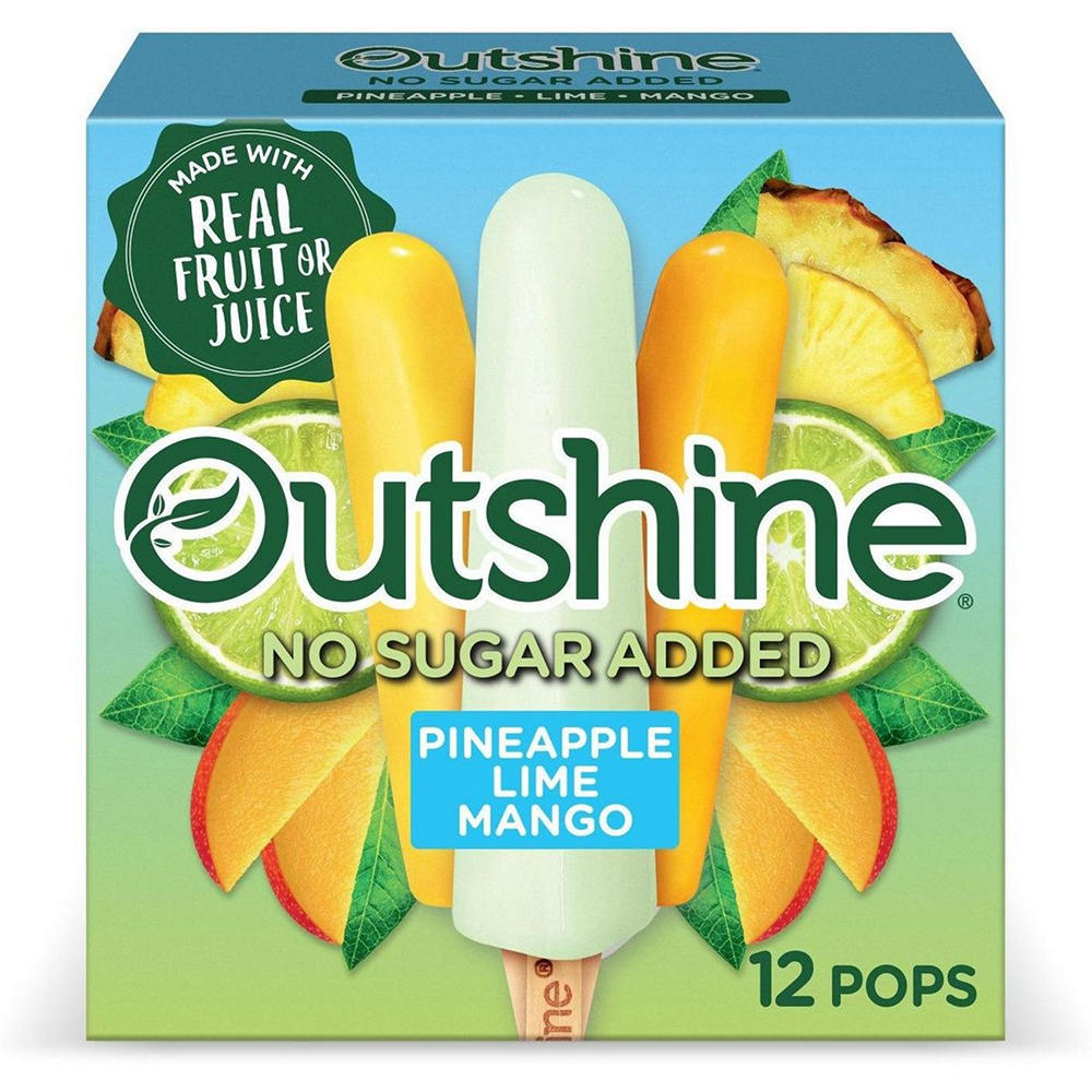 Outshine No Sugar Added Mini Fruit Pops Variety Pack - Pineapple, Lime & Mango, 12 ct