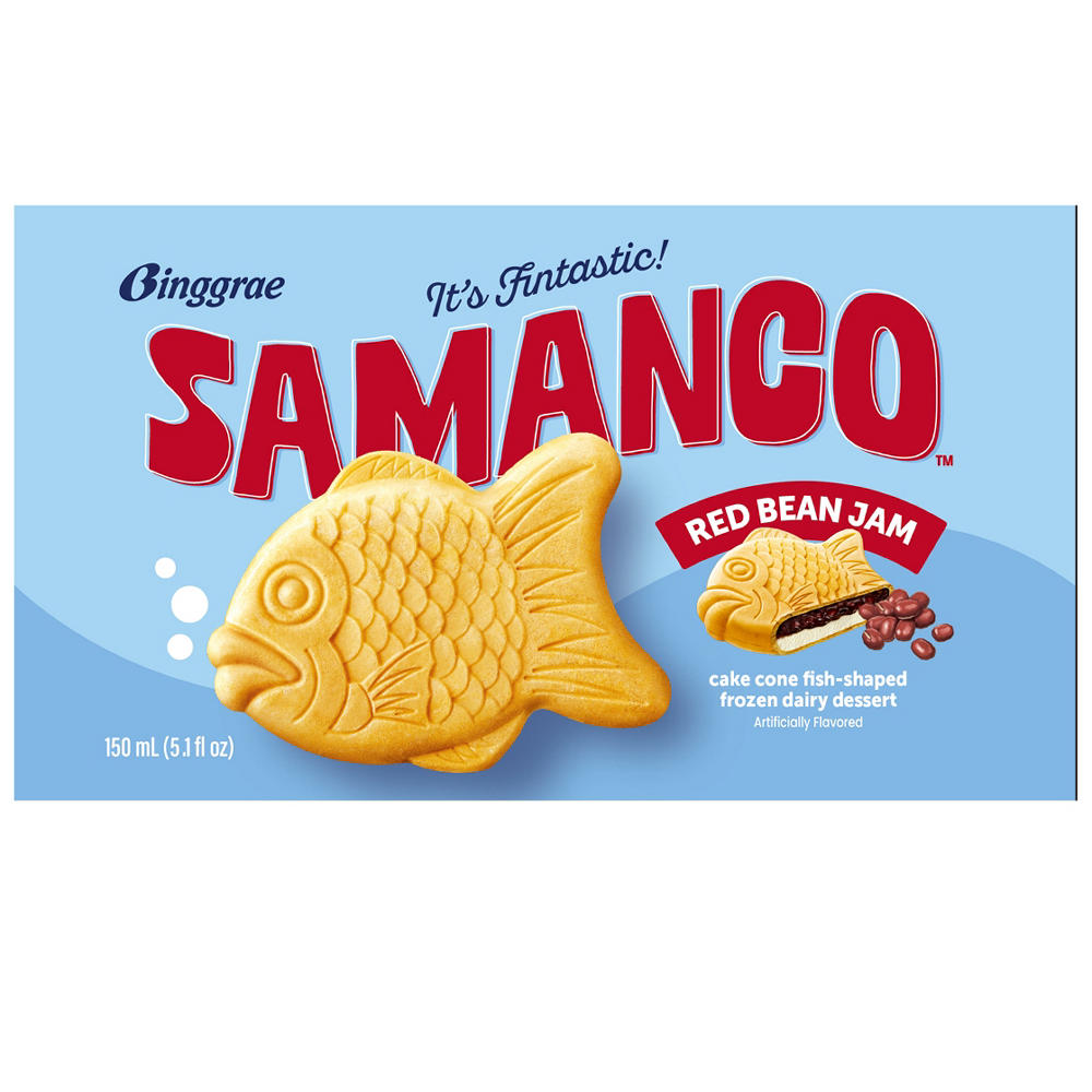 Binggrae Samanco Frozen Dairy Dessert Sandwiches - Red Bean Jam, 4 ct