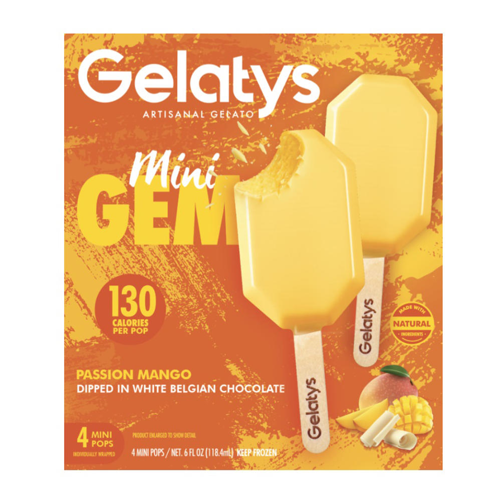 Gelatys Mini Gem Passion Mango Pops, 4 ct