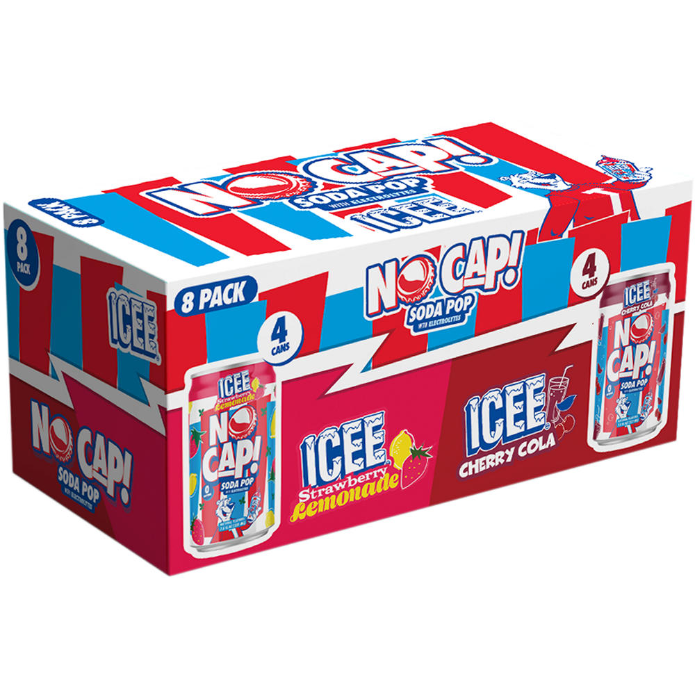 No Cap! Icee Soda Pop Variety Pack 8 pk Mini Cans, 7.5 oz
