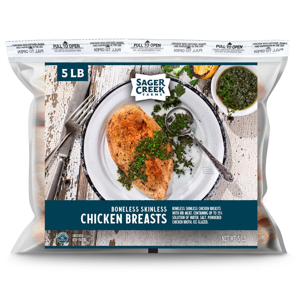 Sager Creek Farms Boneless Skinless Chicken Breasts, 80 oz