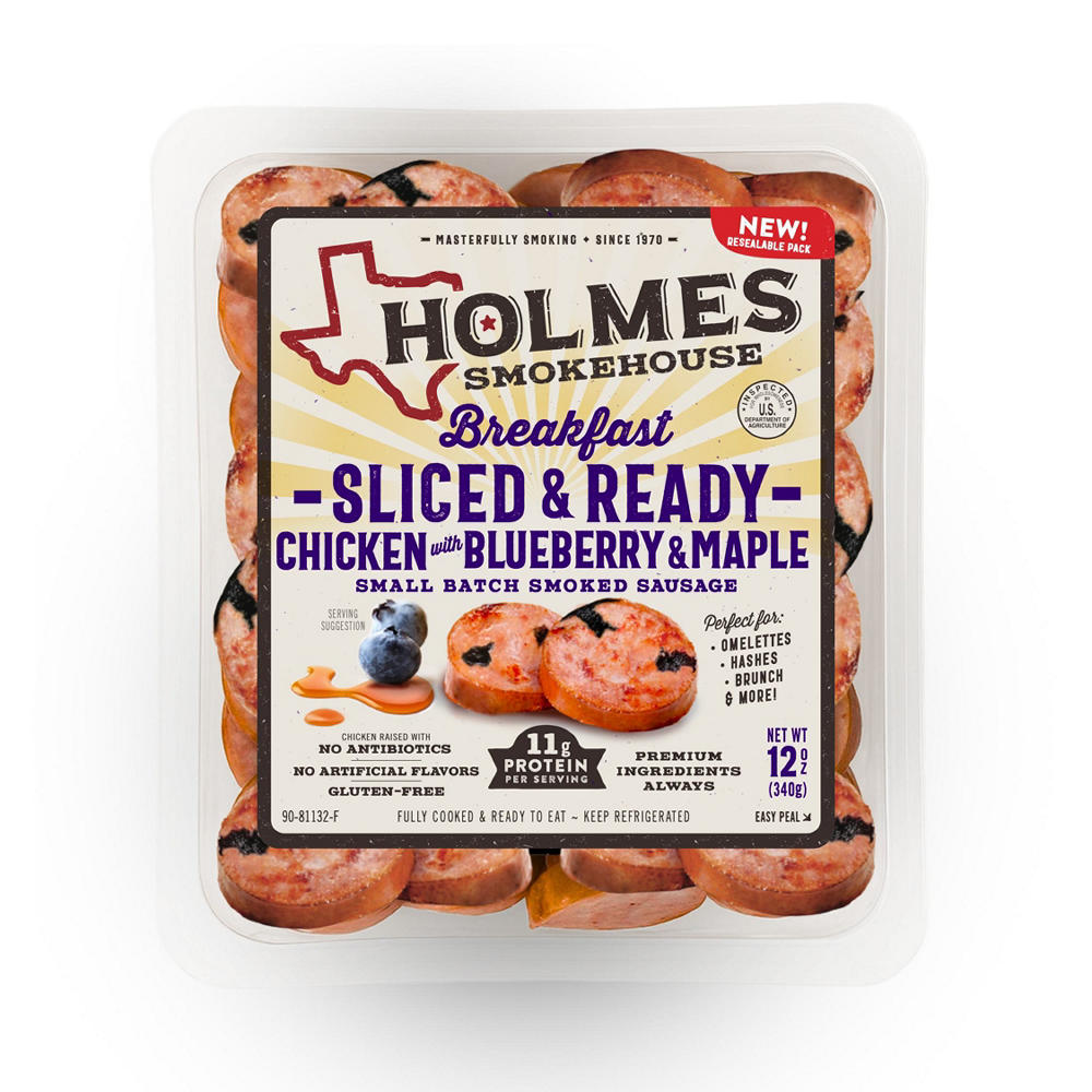 Holmes Smokehouse Sliced Chicken Sausage - Blueberry & Maple , 12 oz