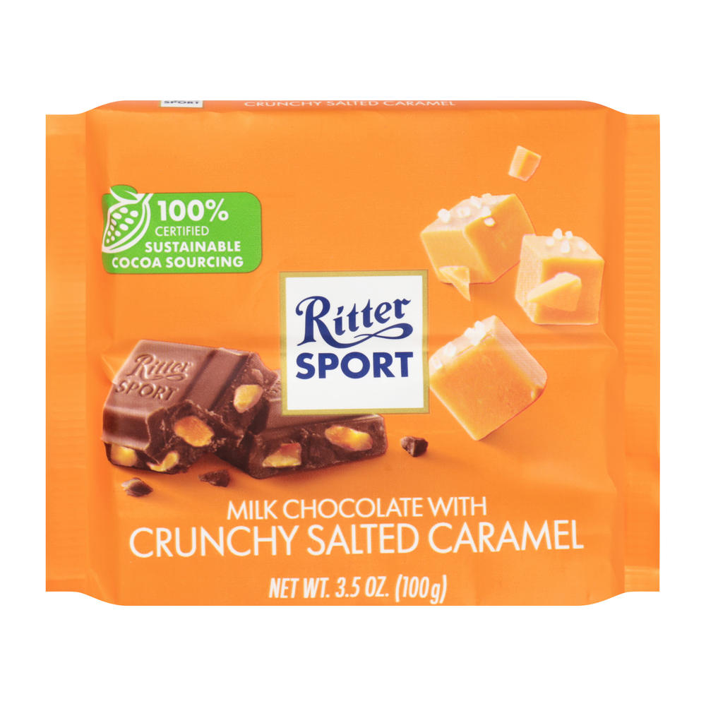 Ritter Sport Crunchy Salted Caramel Bar Milk Chocolate, 3.5 oz