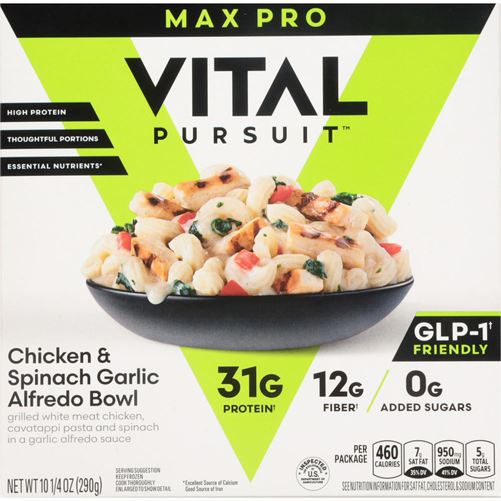 Vital Pursuit Max Pro 31g Protein Chicken & Spinach Garlic Alfredo Bowl, 10.25 oz