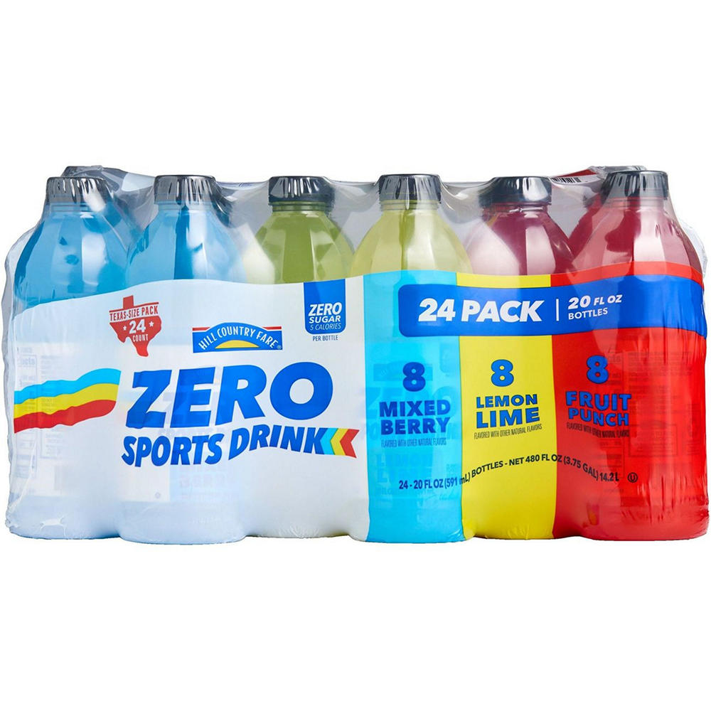 Hill Country Fare Zero Sports Drinks Variety Pack 24 pk Bottles, 20 oz