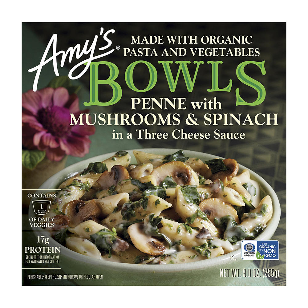 Amy's Mushrooms & Spinach Penne Bowl, 9 oz
