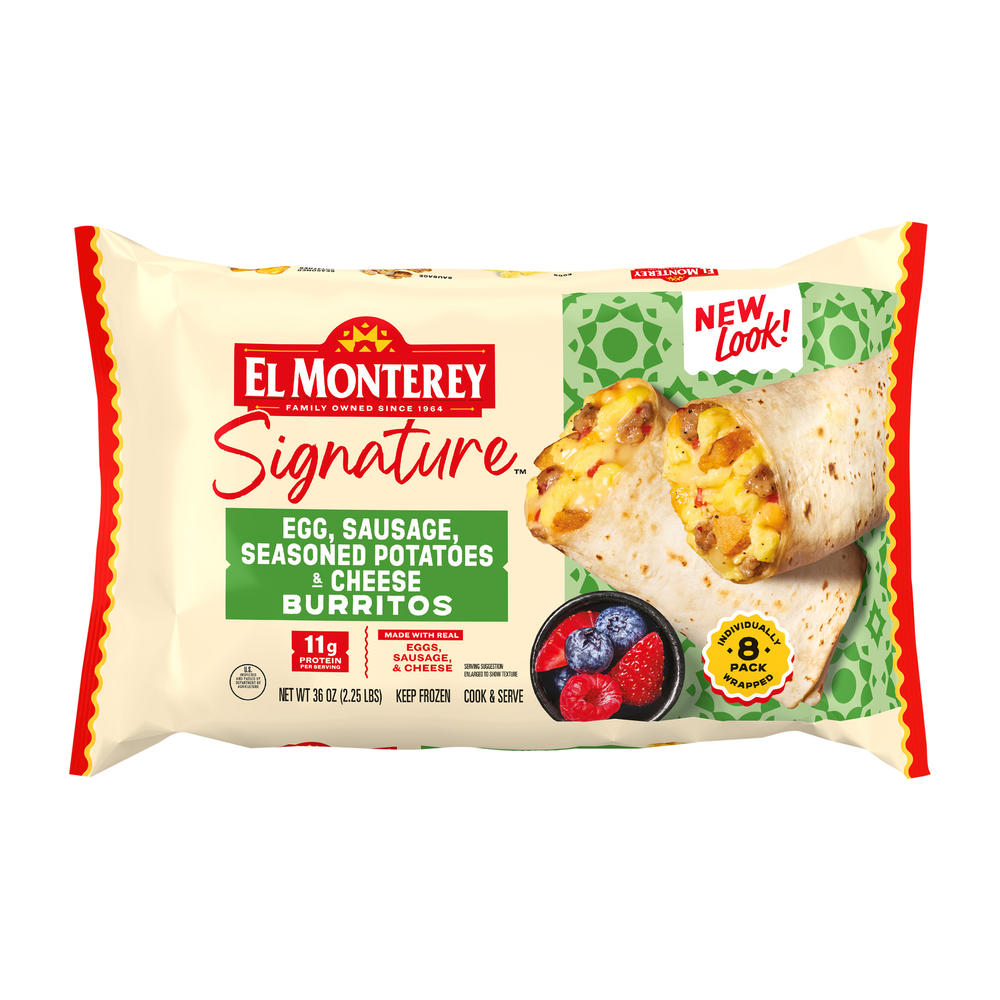 El Monterey Egg, Sausage, Cheese & Potato Breakfast Burritos, 8 ct