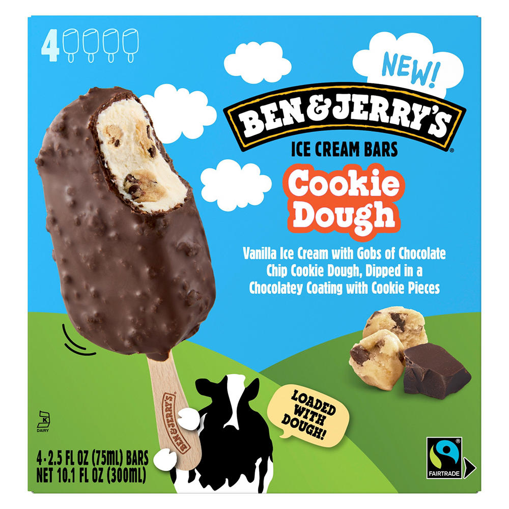 Ben & Jerry's Cookie Dough Ice Cream Bars, 4 ct