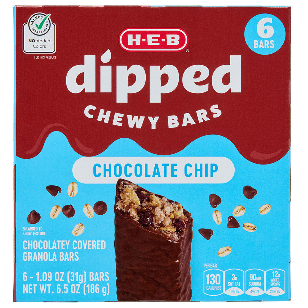 H-E-B Dipped Chewy Bars - Chocolate Chip, 6 ct