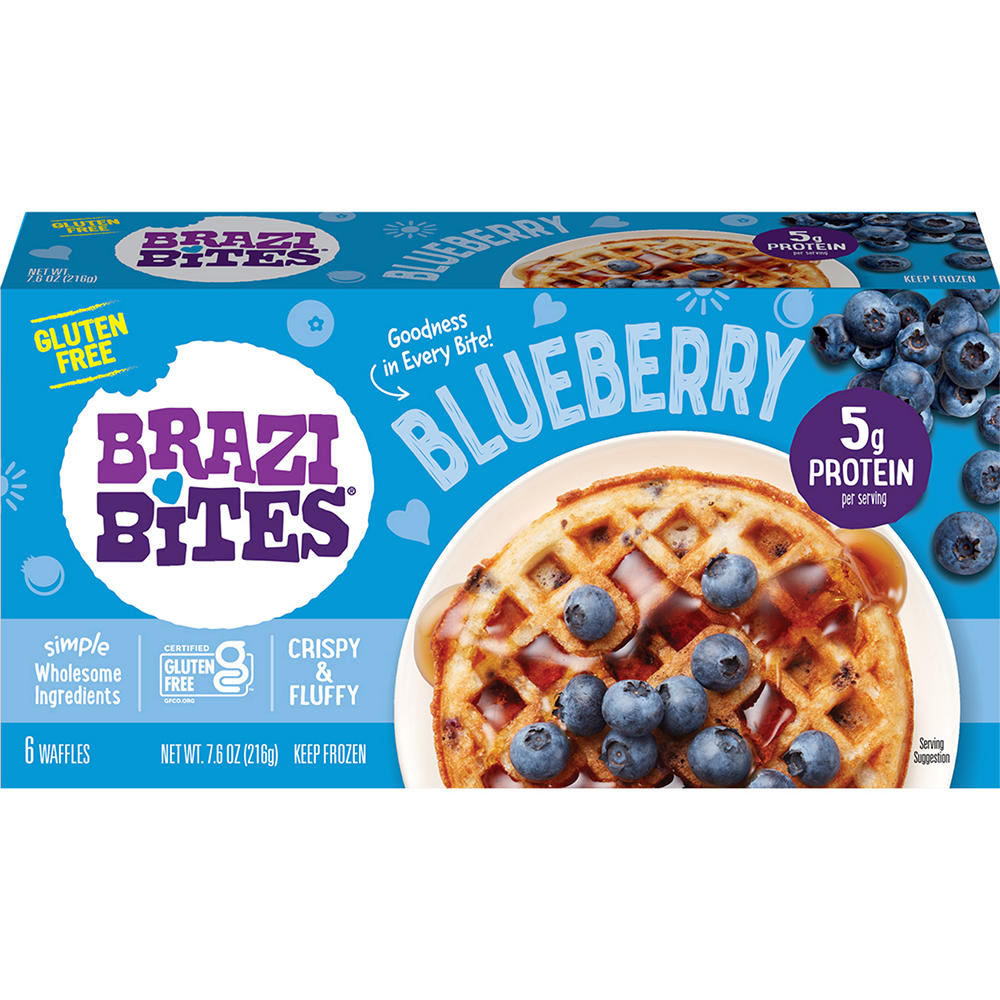 Brazi Bites Gluten Free Blueberry Waffles, 6 ct