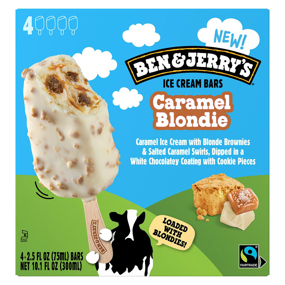 Ben & Jerry's Caramel Blondie Ice Cream Bars, 4 ct