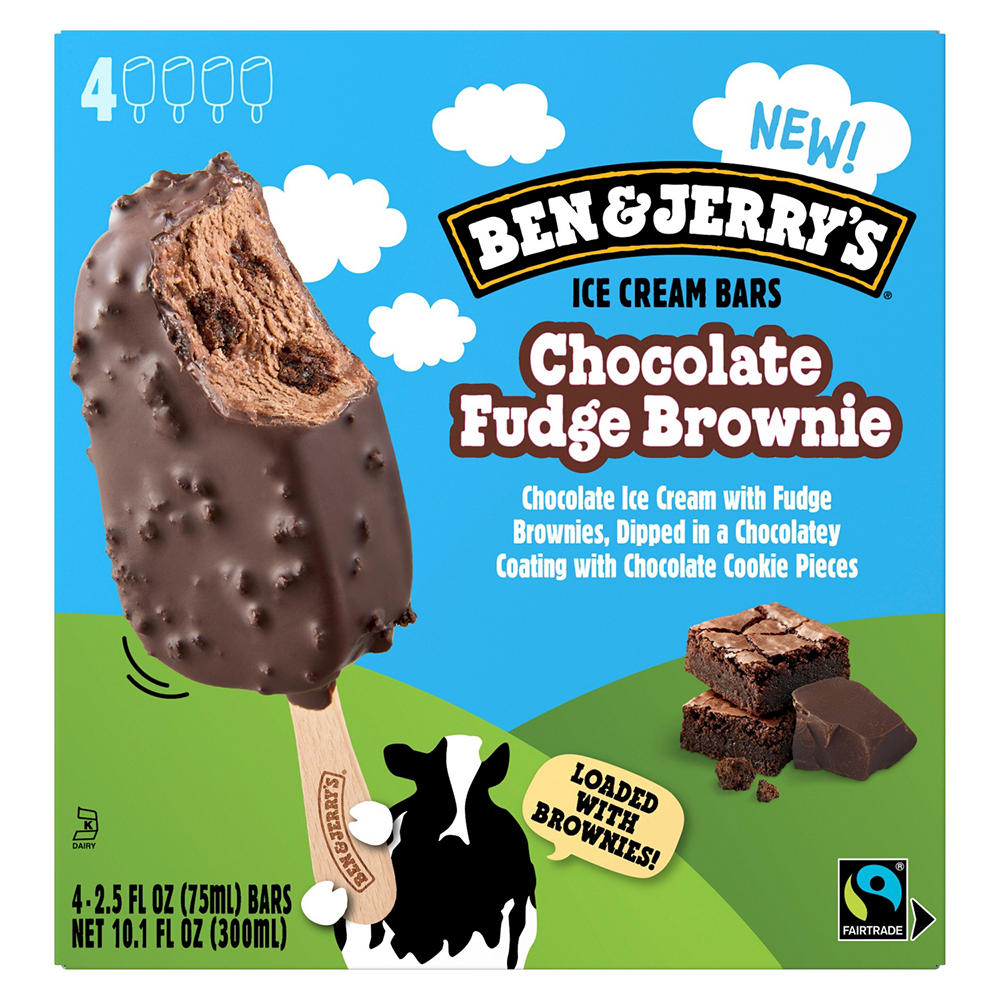 Ben & Jerry's Chocolate Fudge Brownie Ice Cream Bars, 4 ct
