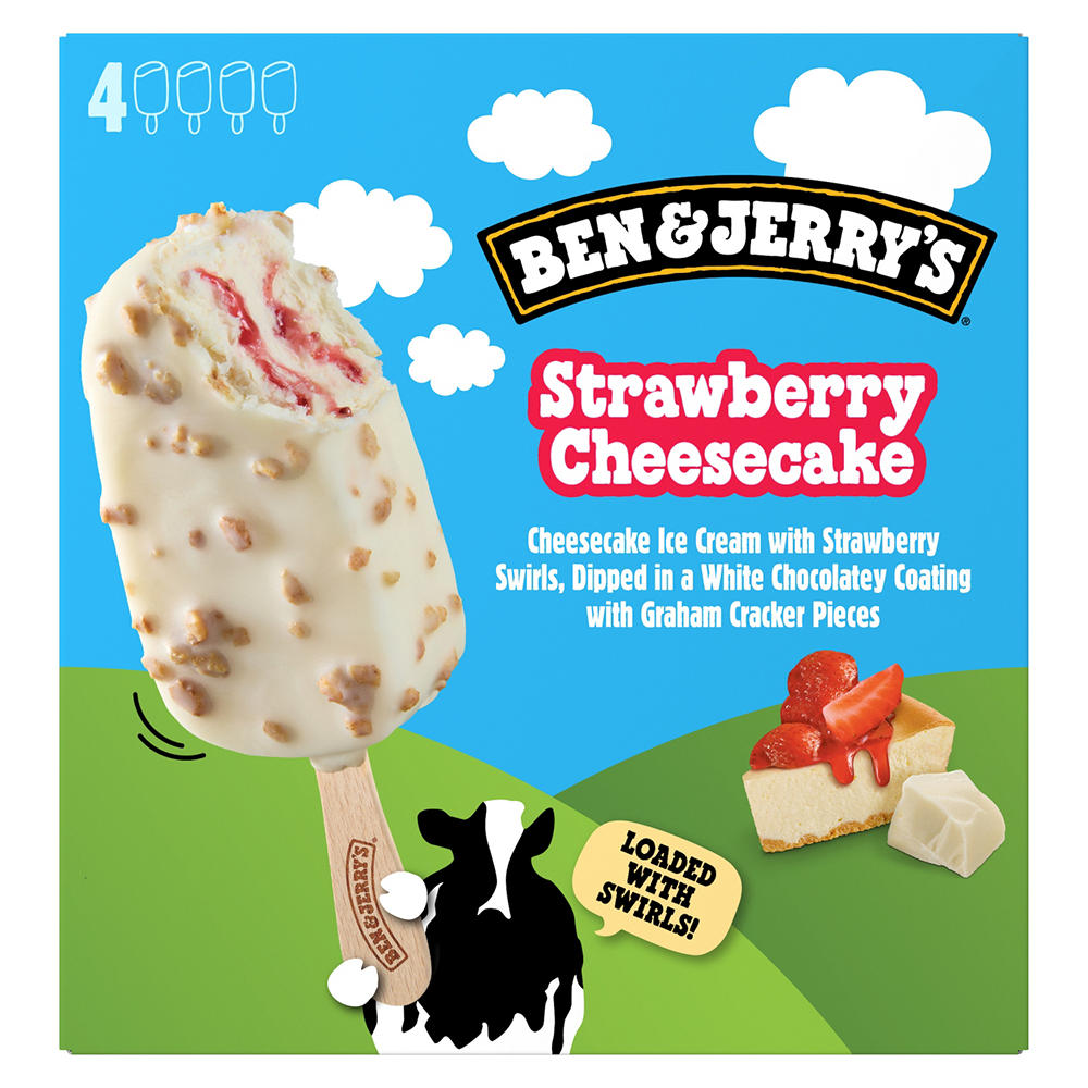 Ben & Jerry's Strawberry Cheesecake Ice Cream Bars, 4 ct
