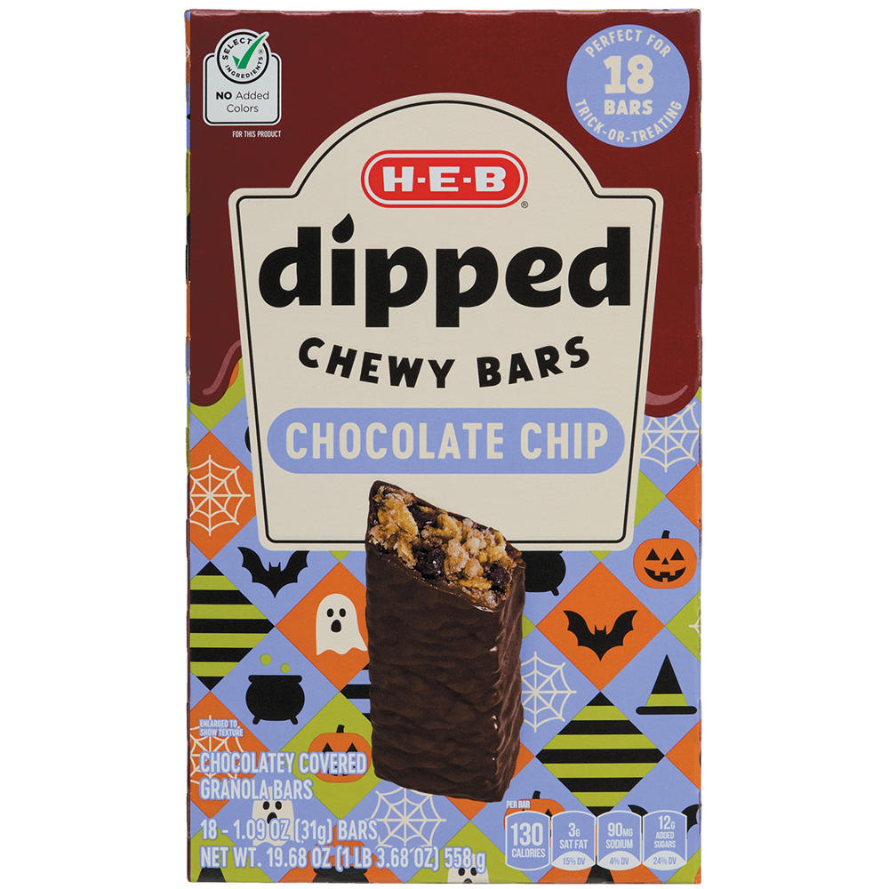 H-E-B Dipped Chewy Bars - Chocolate Chip, 18 ct