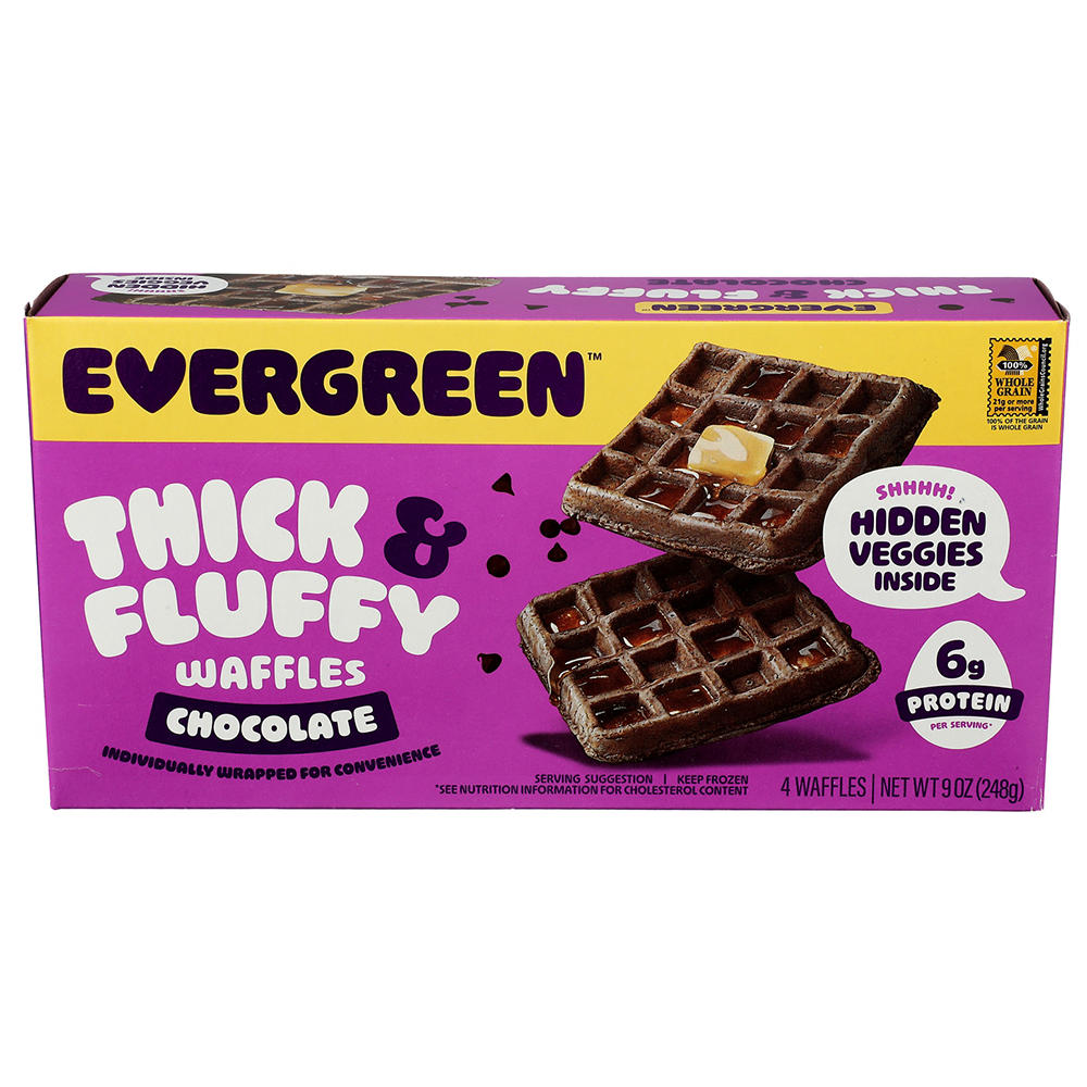 Evergreen Thick & Fluffy Chocolate Waffles, 4 ct