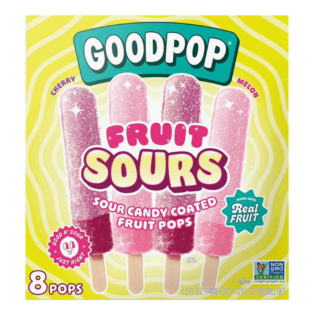 GoodPop Fruit Pops Variety Pack - Sours Cherry & Melon, 8 ct