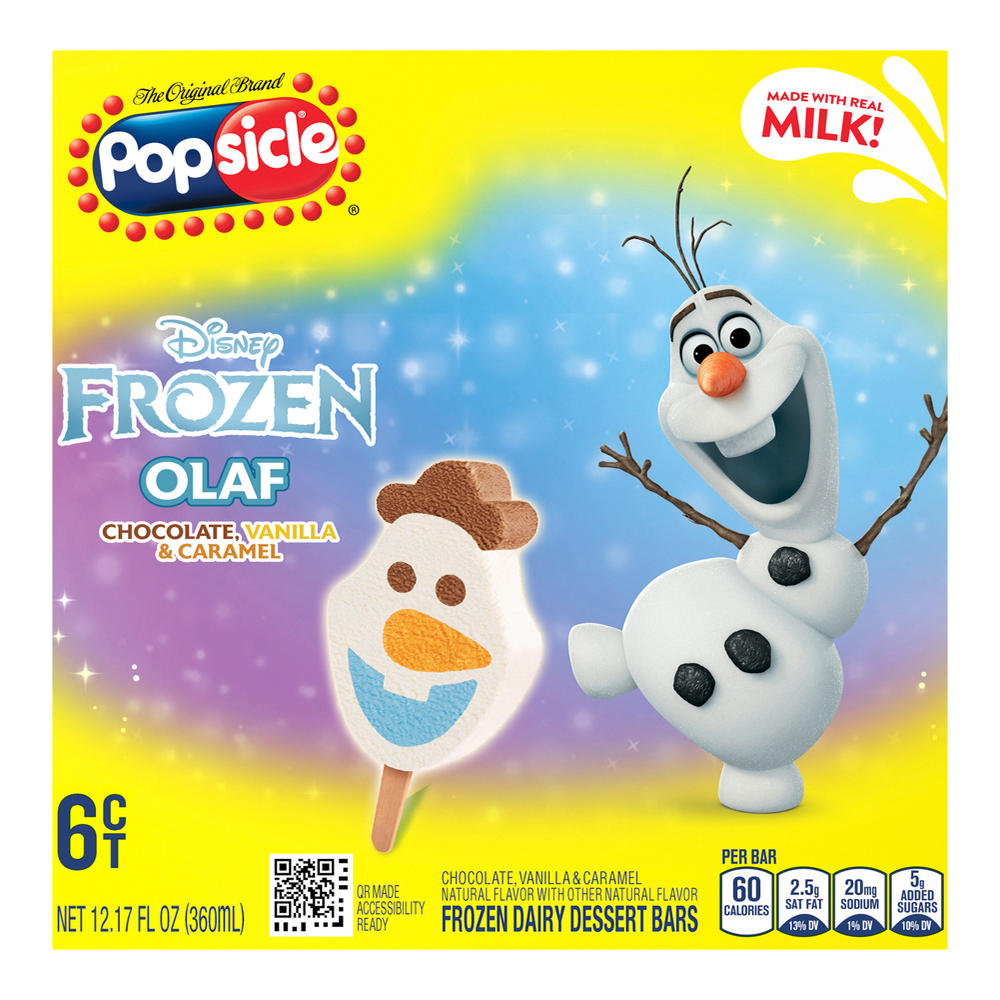 Popsicle Disney Frozen Olaf Frozen Bars, 6 ct