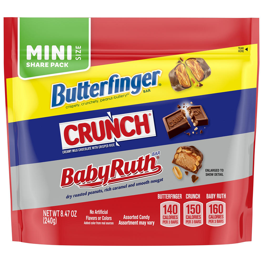 Butterfinger, Crunch & Baby Ruth Assorted Mini Size Chocolates - Share Pack, 8.47 oz