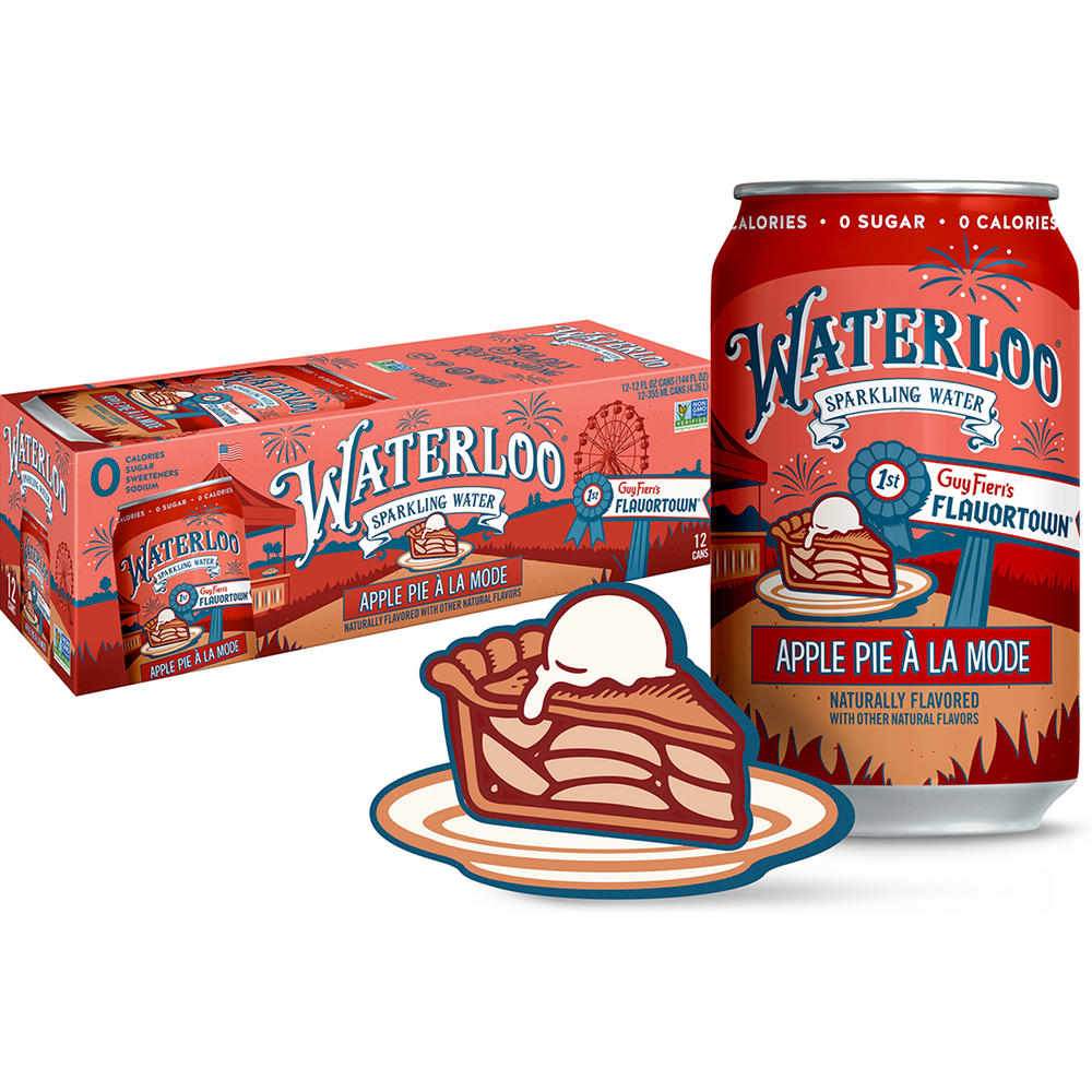 Waterloo Guiy Fieri's Flavortown Apple Pie á la Mode Sparkling Water 12pk Cans, 12 oz