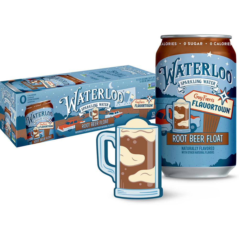 Waterloo Guy Fieri's Flavortown Root Beer Float Sparkling Water 12 pk Cans, 12 oz