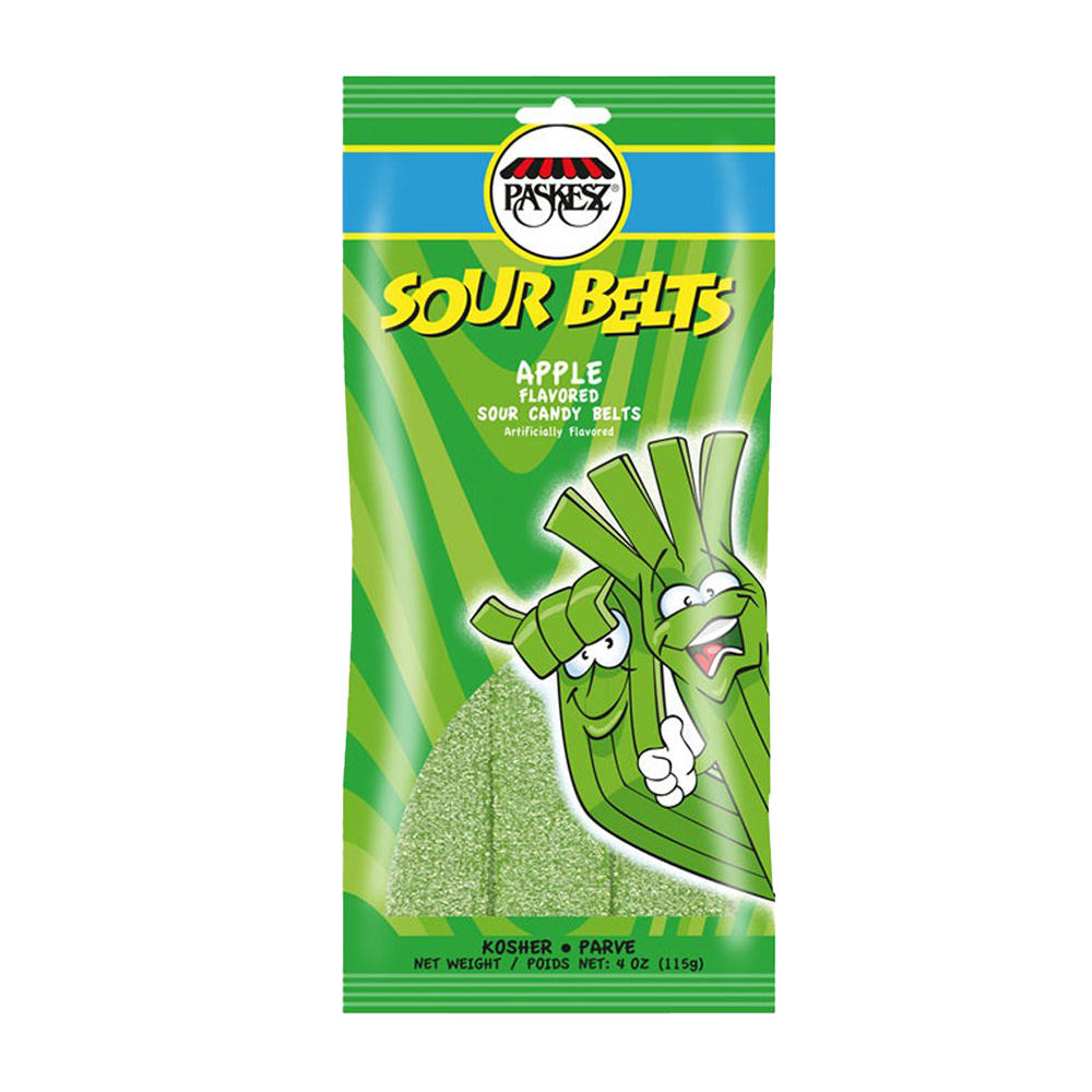 Paskesz Kosher Apple Sour Belts Candy, 4 oz