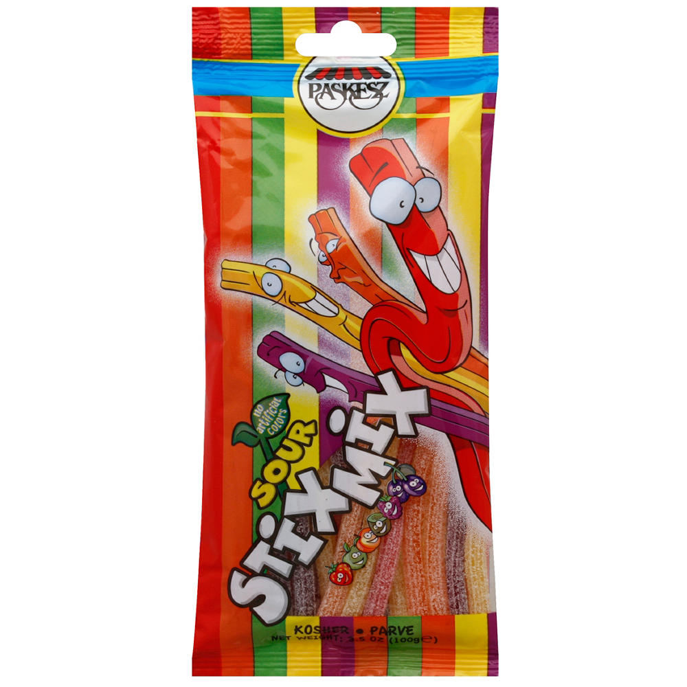 Paskesz Kosher Sour Stix Mix Candy, 3.5 oz