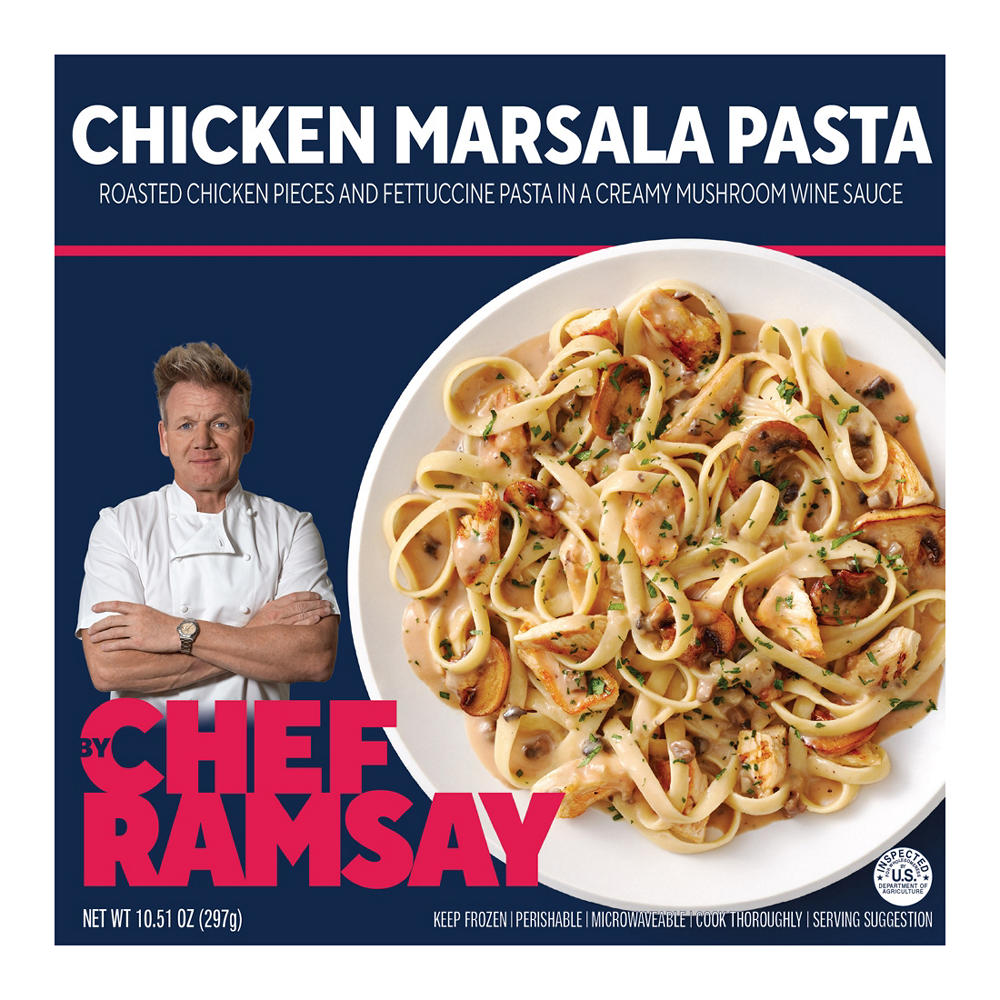 By Chef Ramsay Frozen Chicken Marsala Pasta with Roasted Chicken & Fettuccine, 10.51 oz