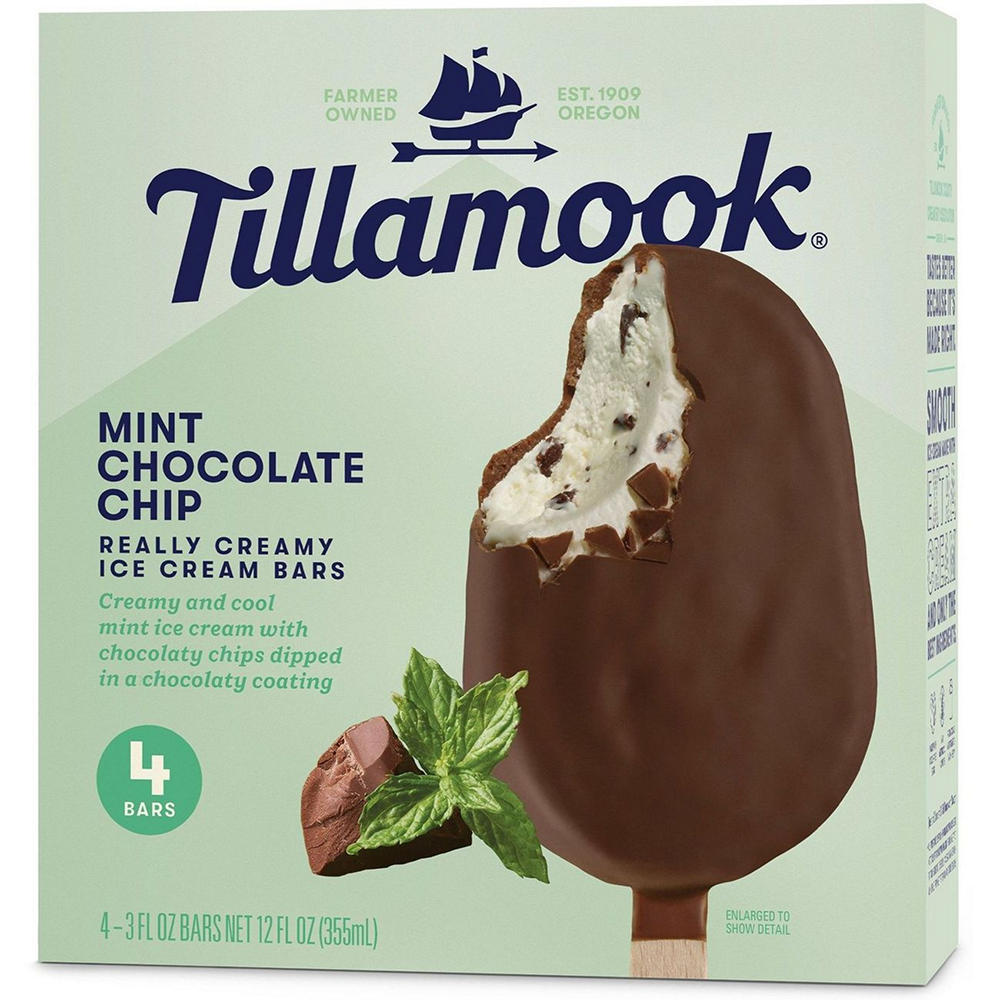 Tillamook Mint Chocolate Chip Ice Cream Bars, 4 ct