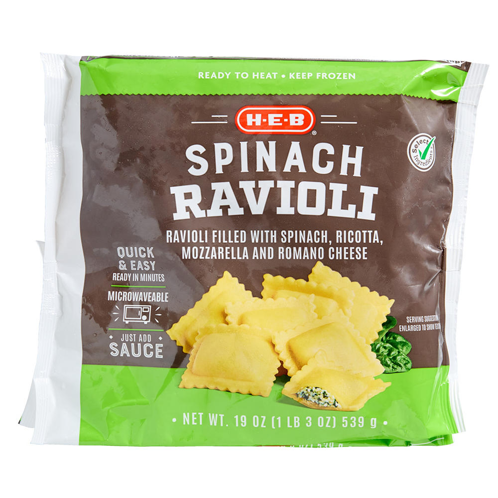 H-E-B Frozen Spinach Ravioli, 19 oz