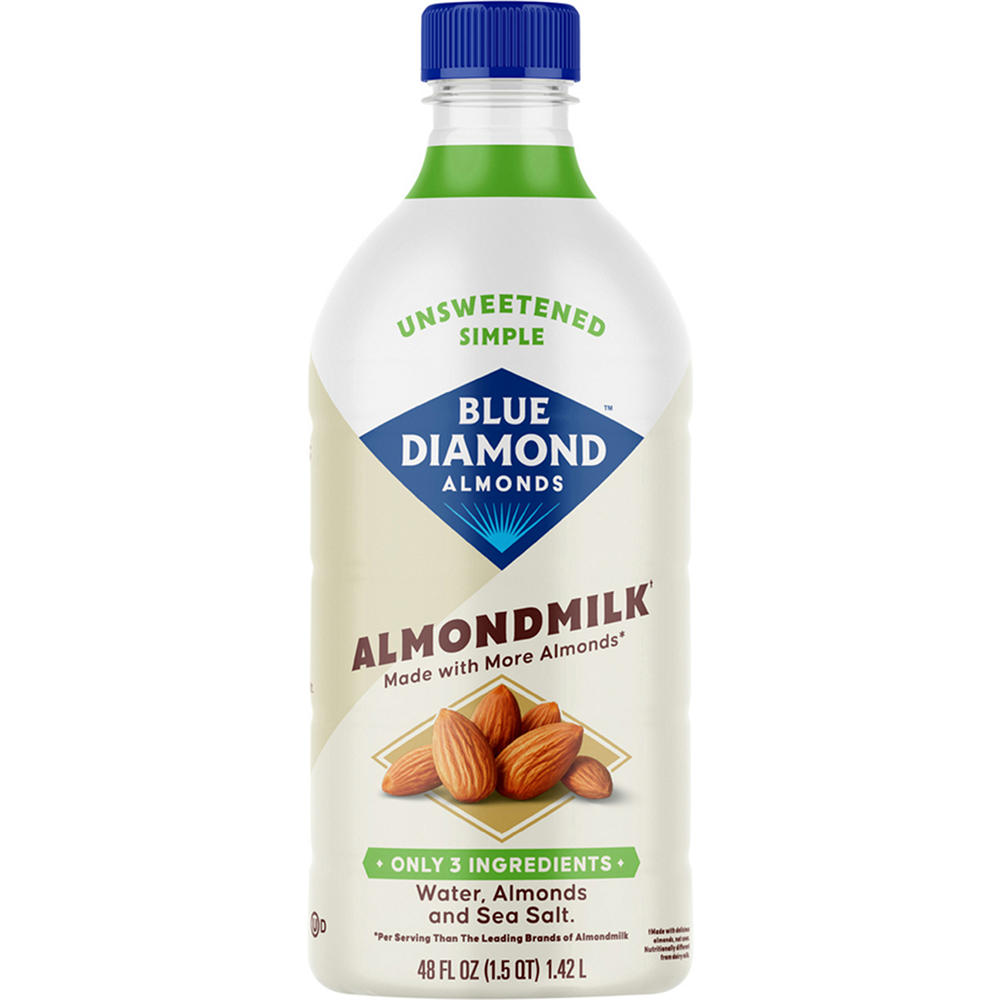 Blue Diamond Unsweetened Simple Almond Milk, 48 oz