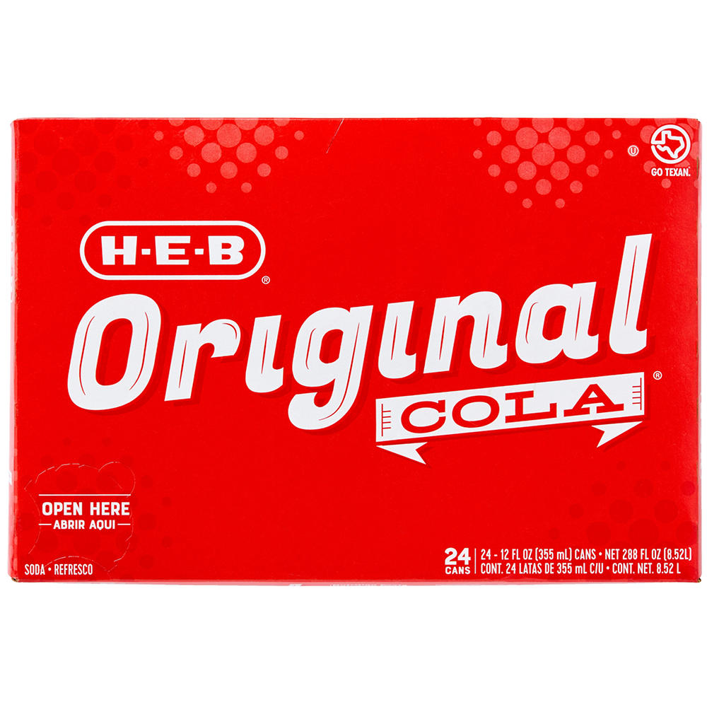 H-E-B Original Cola Soda 24 pk Cans, 12 oz