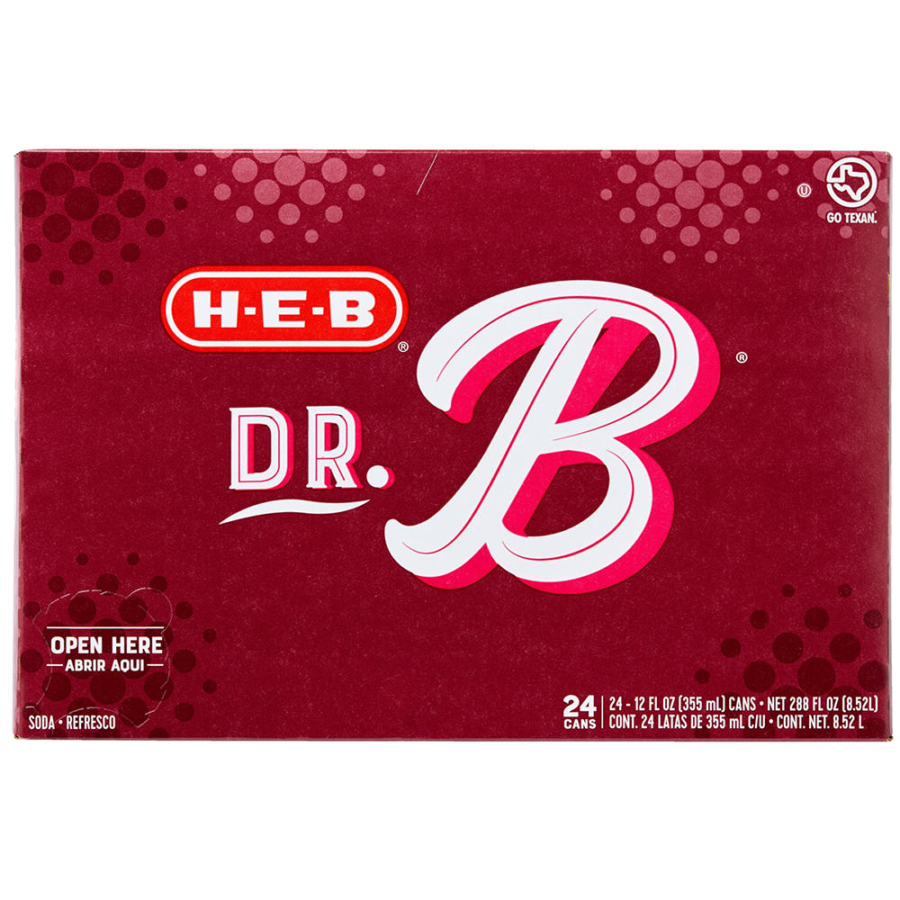 H-E-B Dr. B Soda 24 pk Cans, 12 oz