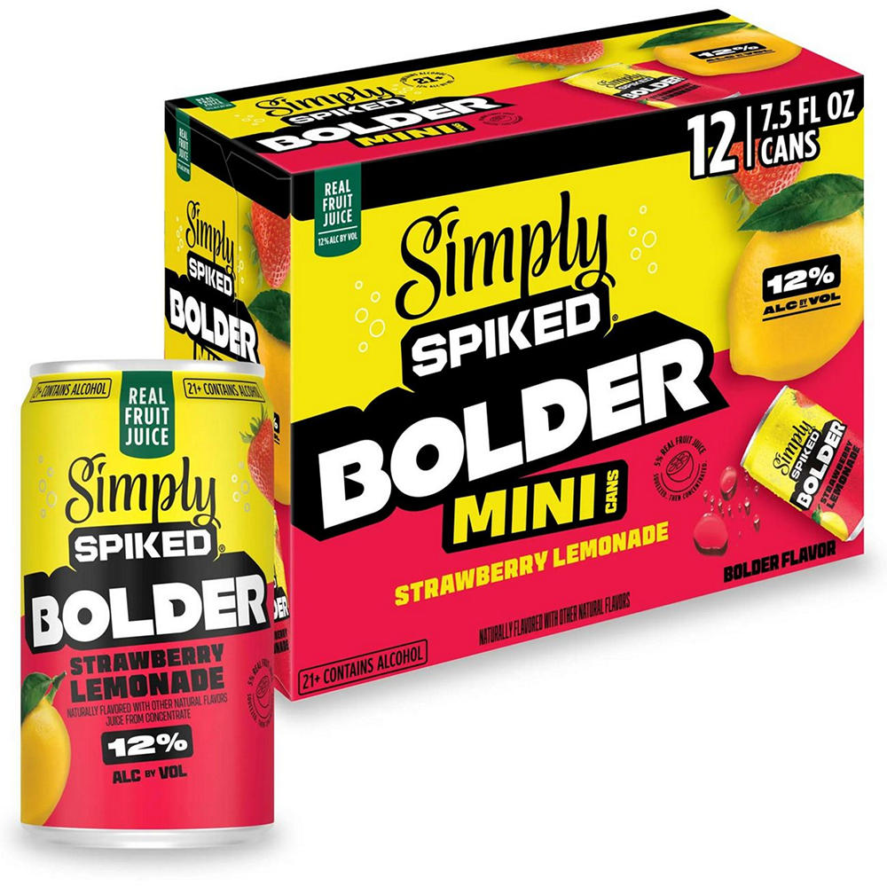Simply Spiked Bolder 12 pk Cans - Strawberry Lemonade, 7.5 oz