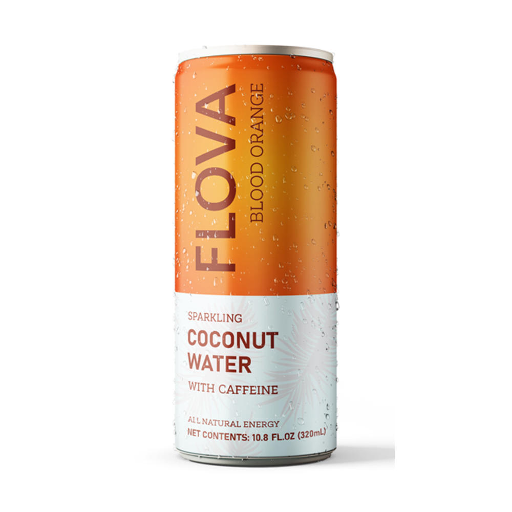 Flova Blood Orange Sparkling Caffeinated Coconut Water, 10.8 oz